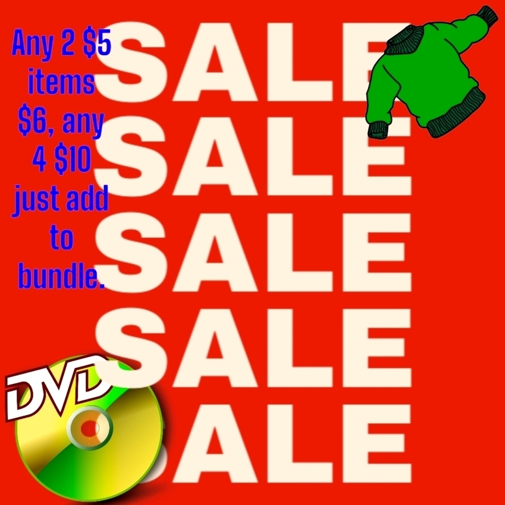Bundle sale any 2 $5 items for$6, any 4 for $10